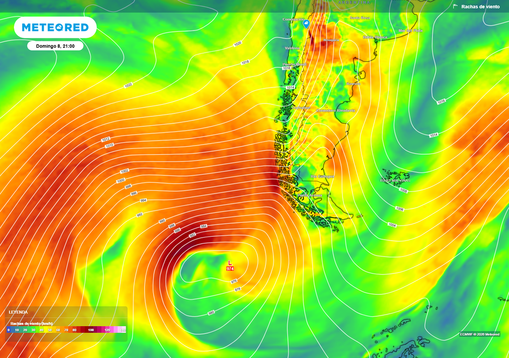 El sistema frontal dejará vientos arrachados en su llegada a la Patagonia.