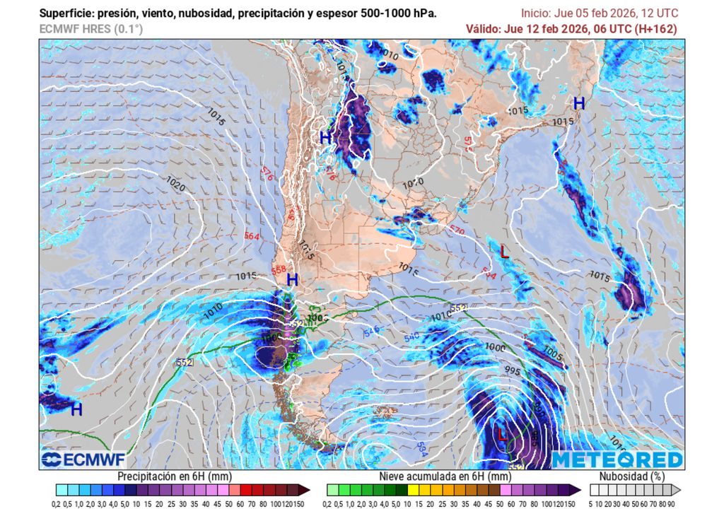 Una baja presión o ciclón extratropical llegaría de lleno a la Patagonia norte.