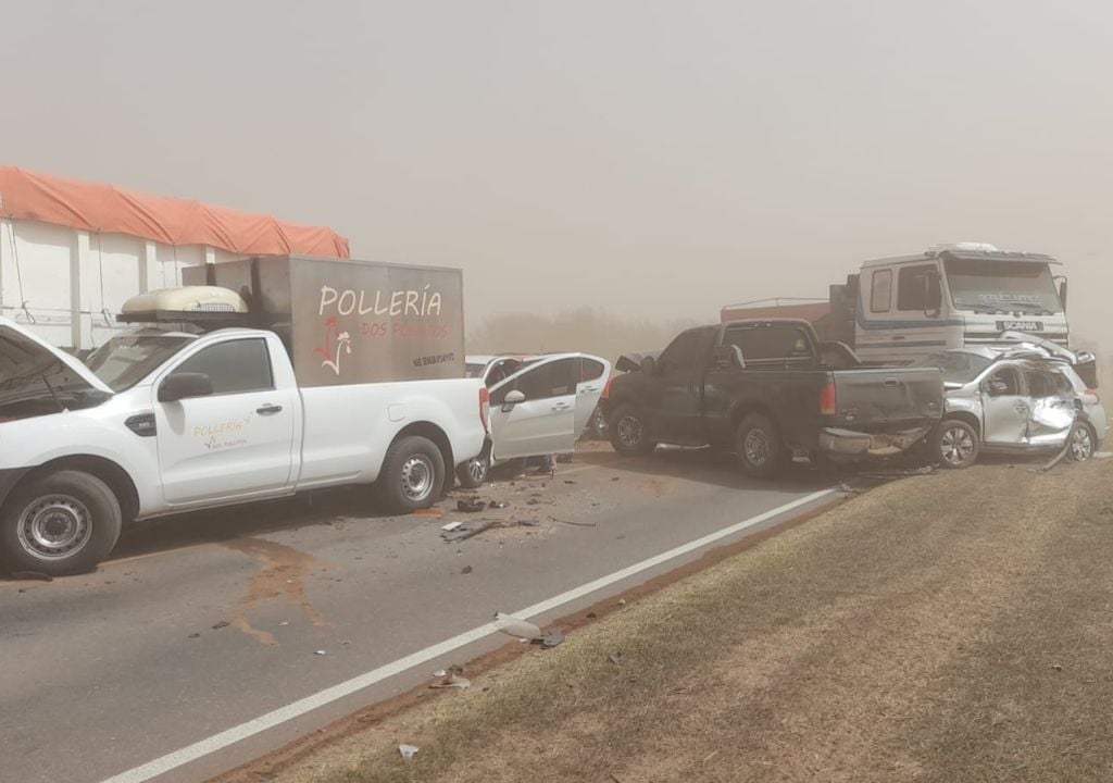 Accidente choque en cadena Córdoba tormenta de polvo ráfagas