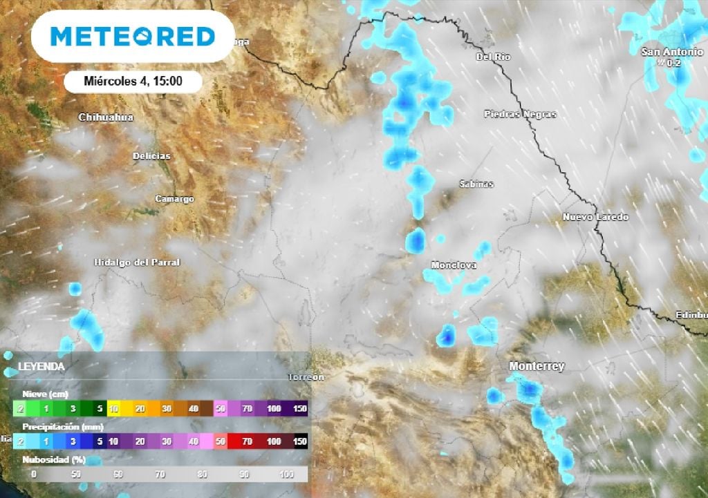 Esta tarde, episodios de lluvia pueden ocurrir en zonas de Coahuila, Durango y Nuevo León.