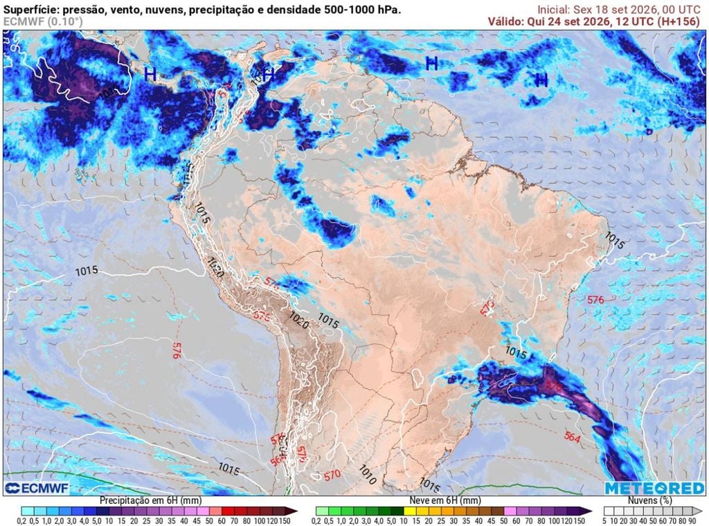 A tendência da previsão indica que na semana que vem, a segunda frente fria irá manter pancadas de chuvas e temporais isolados em SP e RJ entre a terça (22) e a sexta-feira (25).