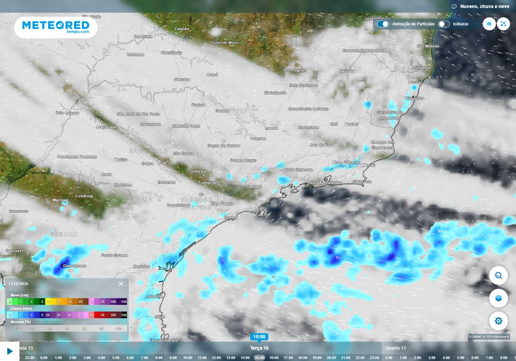 previsão do tempo Sudeste