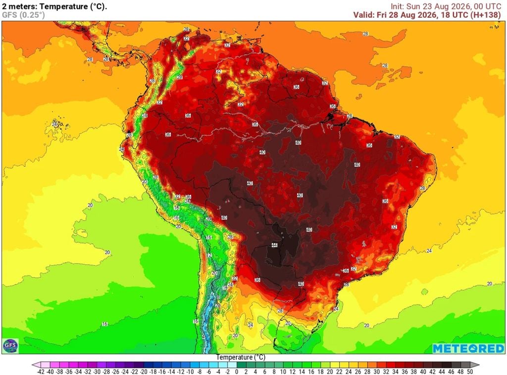calor Temperaturas máximas para a sexta-feira, 28 de agosto.