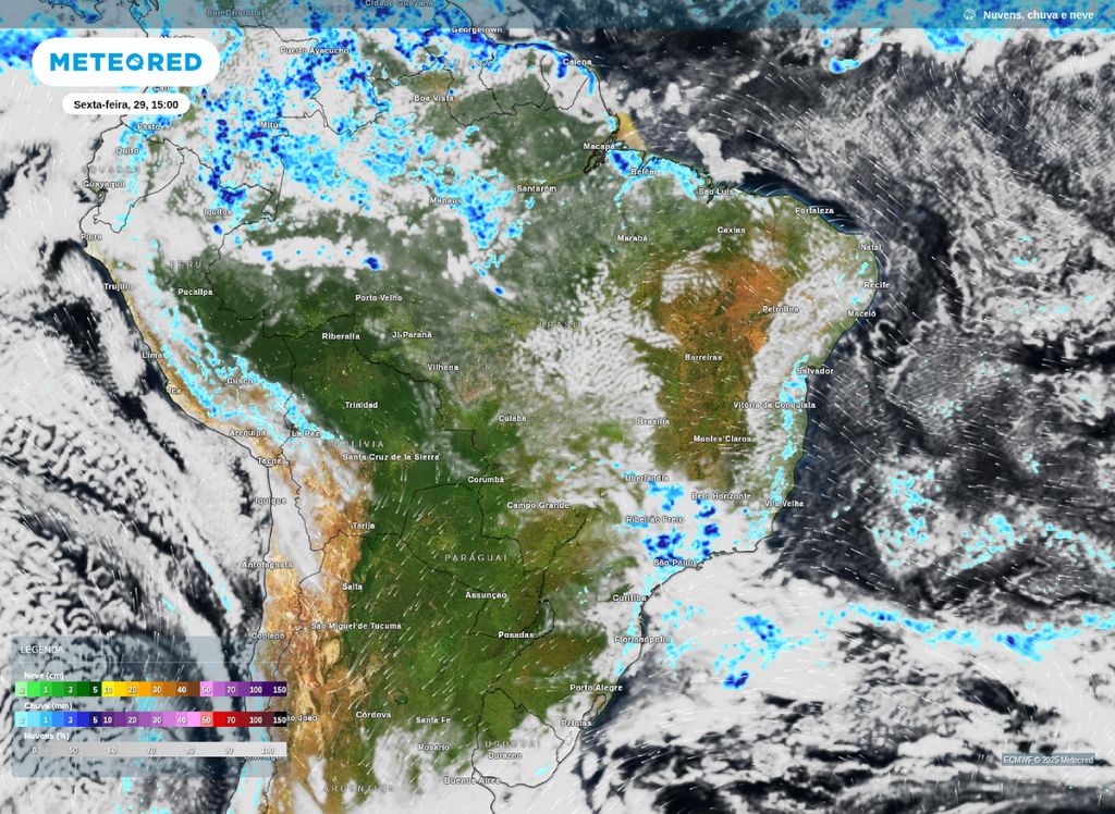 Previsão de nebulosidade e chuva para a tarde de sexta-feira (29).