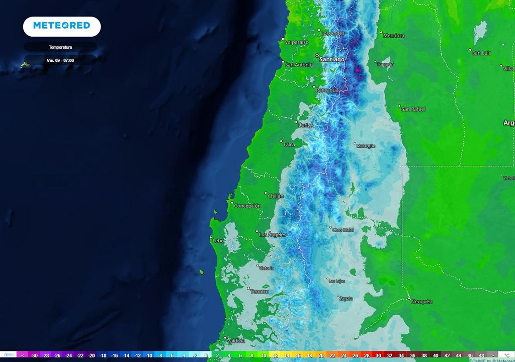 Temperaturas previstas; modelo ECMWF