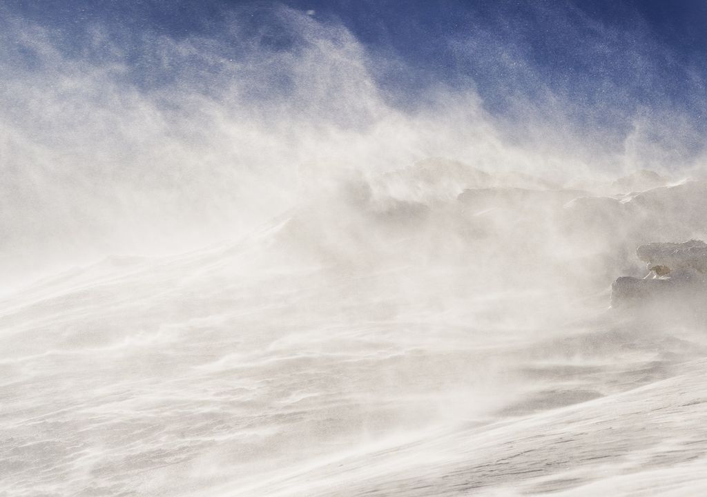 nieve levantada por el viento