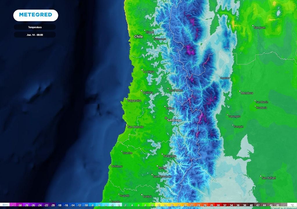 Temperaturas previstas; modelo ECMWF Temperaturas previstas; modelo ECMWF