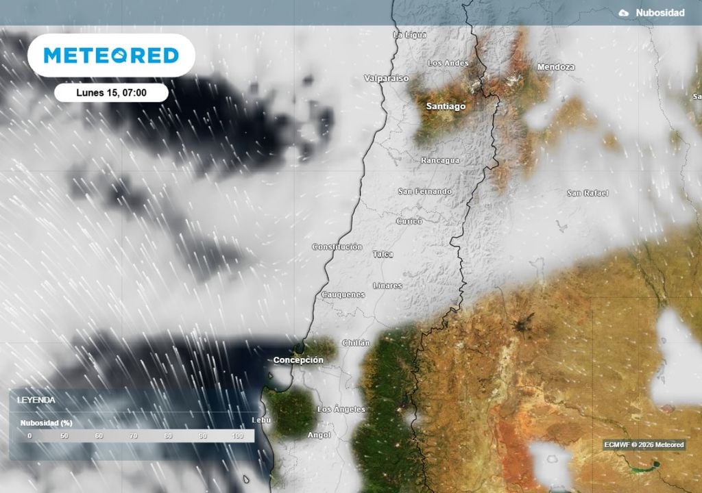mapa de nubosidad Las nubes y la niebla serán protagonistas a inicios de la jornada del lunes en gran parte de la costa y valle central, exceptuando la cuenca capitalina.