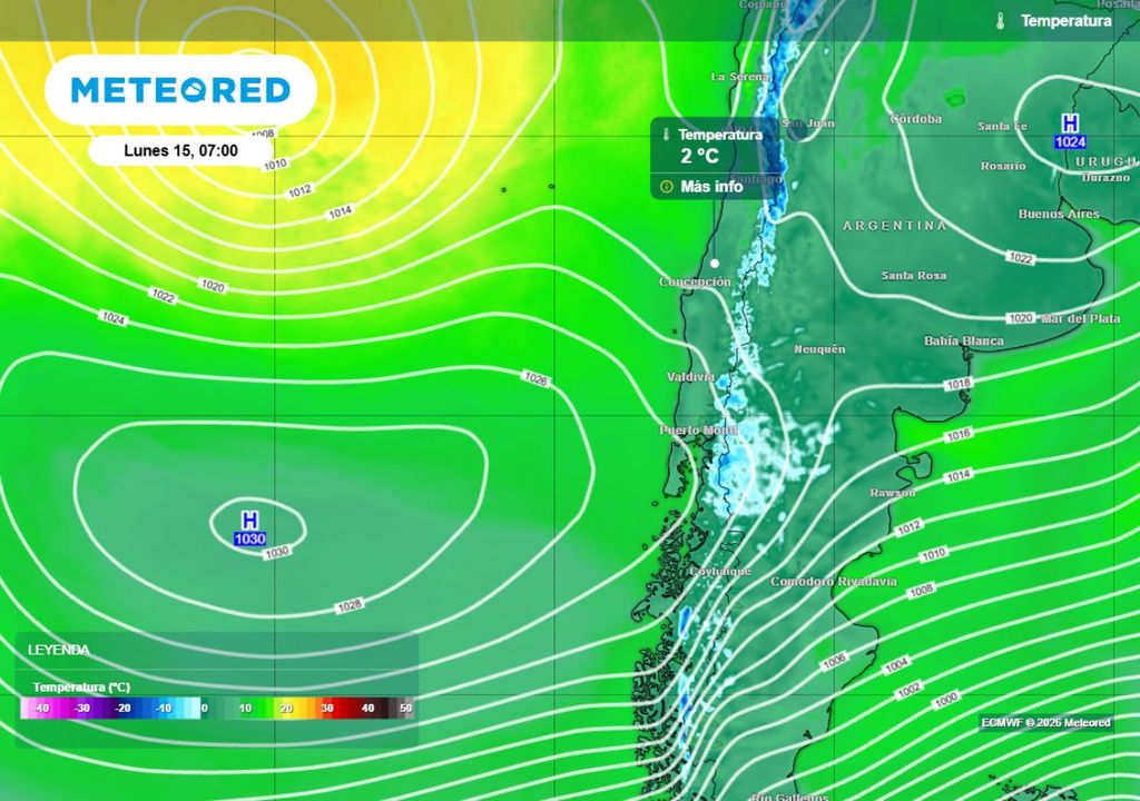 mapa de temperatura Este lunes amanecerá con bajas temperaturas y opción de heladas locales en comunas del interior de la zona central.
