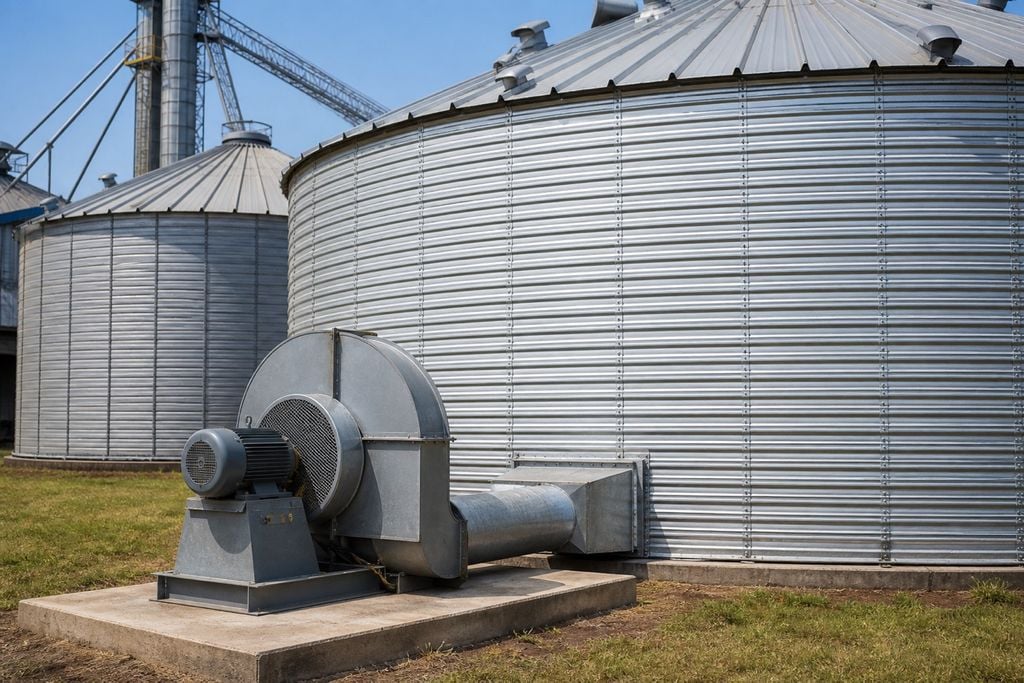A aeração ajuda a uniformizar a temperatura e preservar a qualidade dos grãos armazenados nos silos.