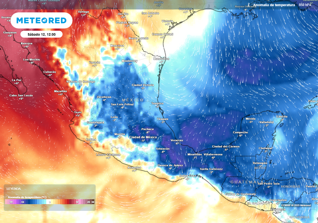 Anomalía de temperaturas en grados Celsius Anomalía de temperaturas en grados Celsius