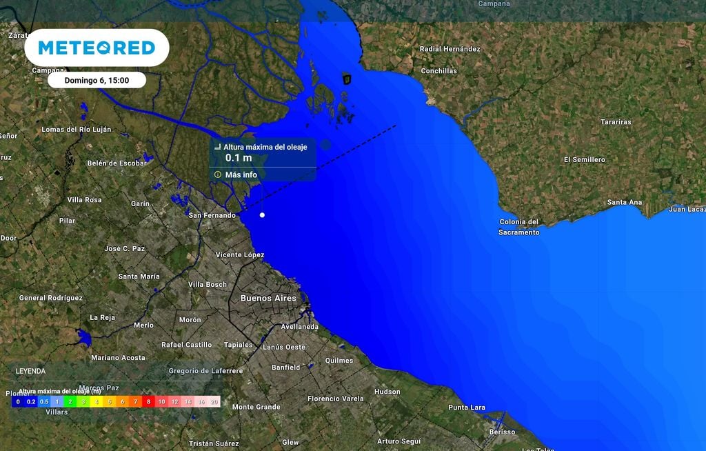 Mapa olas Mapa de altura máxima del oleaje para el domingo 6 de septiembre a las 15:00