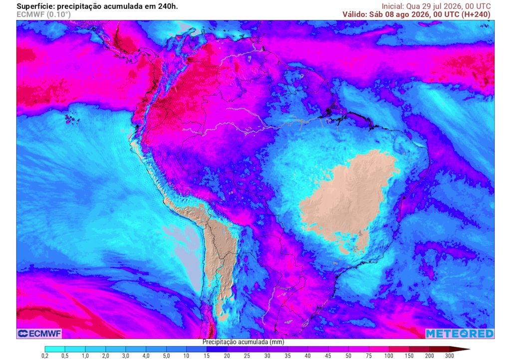 Previsão de acumulados totais até o sábado dia 8 mostra que, em alguns municípios do Rio Grande do Sul, espera-se chuvas fortes que ainda podem superar os 100 mm totais próxima semana.