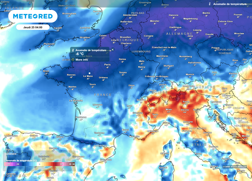 Anomalie de températures nuit du réveillon