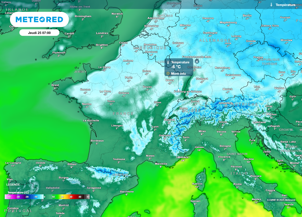Températures matin de Noël