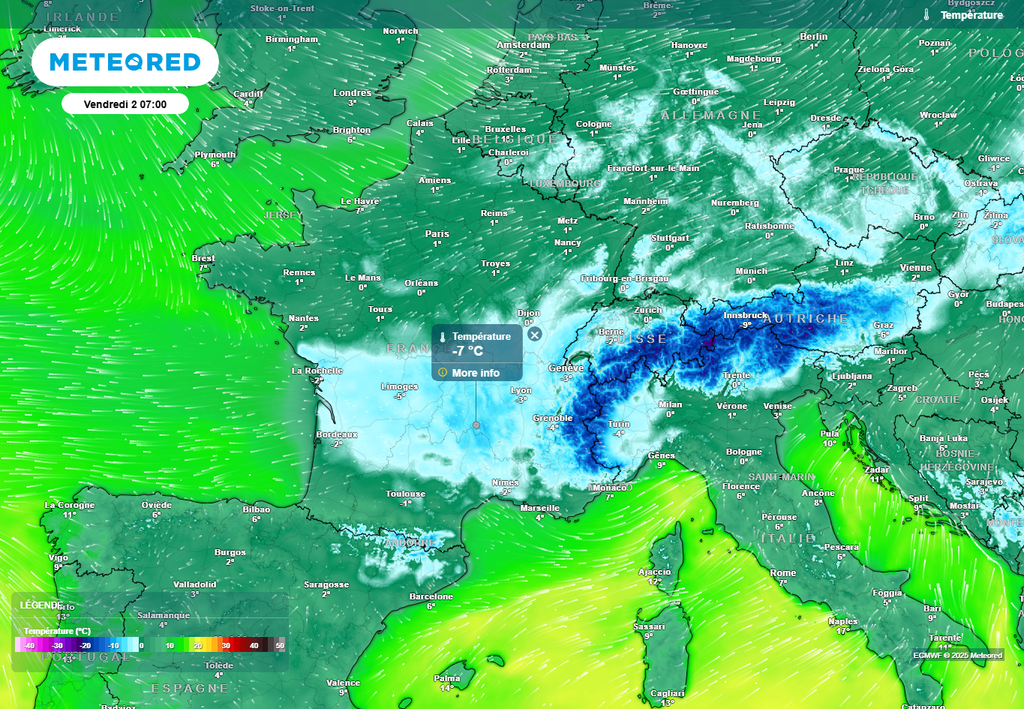 Températures vendredi matin Températures vendredi matin