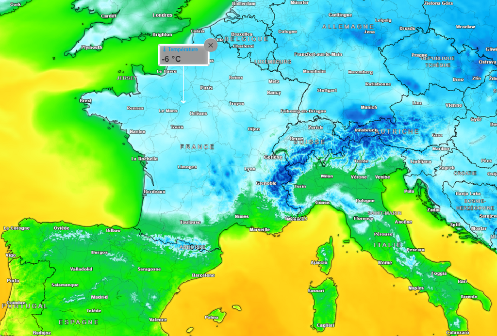 La matinée de mercredi s'annonce particulièrement froid, avec des valeurs sous abri régulièrement inférieures à -5°C...