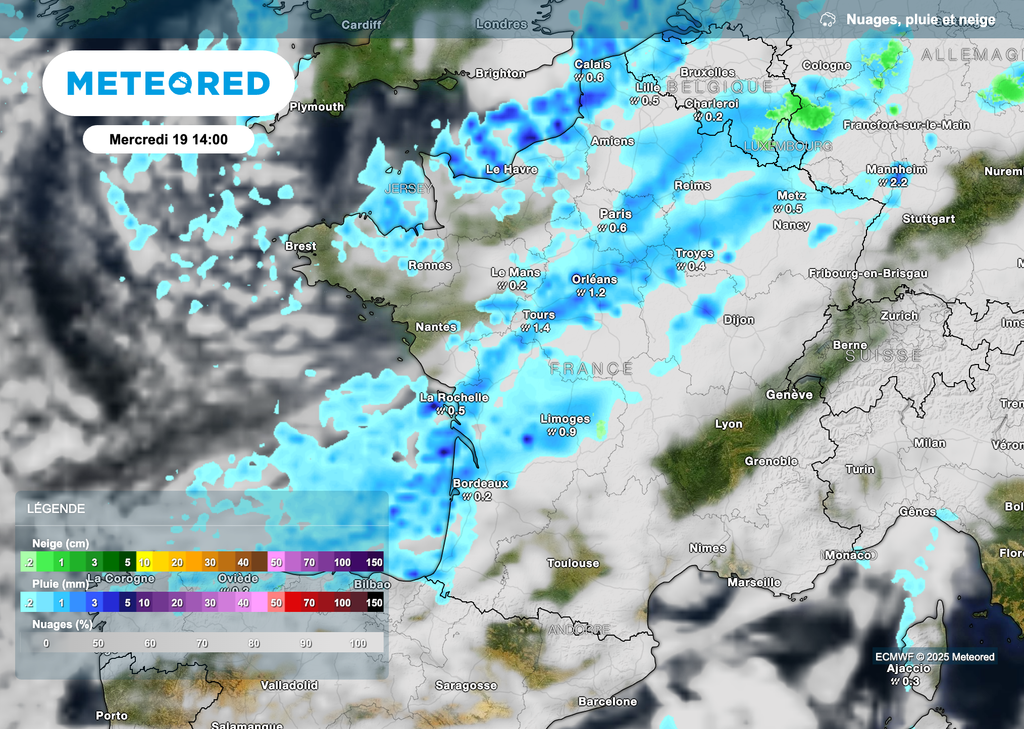 Passage d'une perturbation pluvieuse mercredi au-dessus de l'Île-de-France.