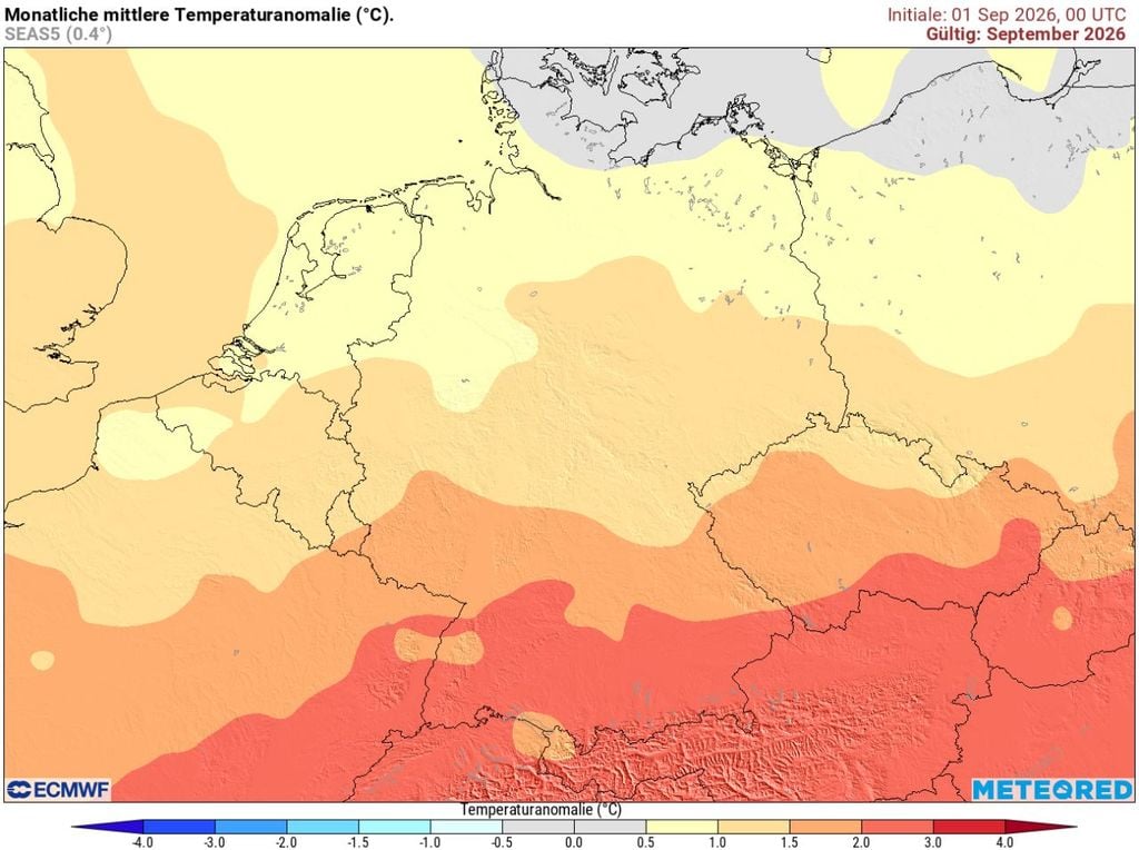 september, wetter, warm Der September 2026 fällt deutlich zu warm aus.