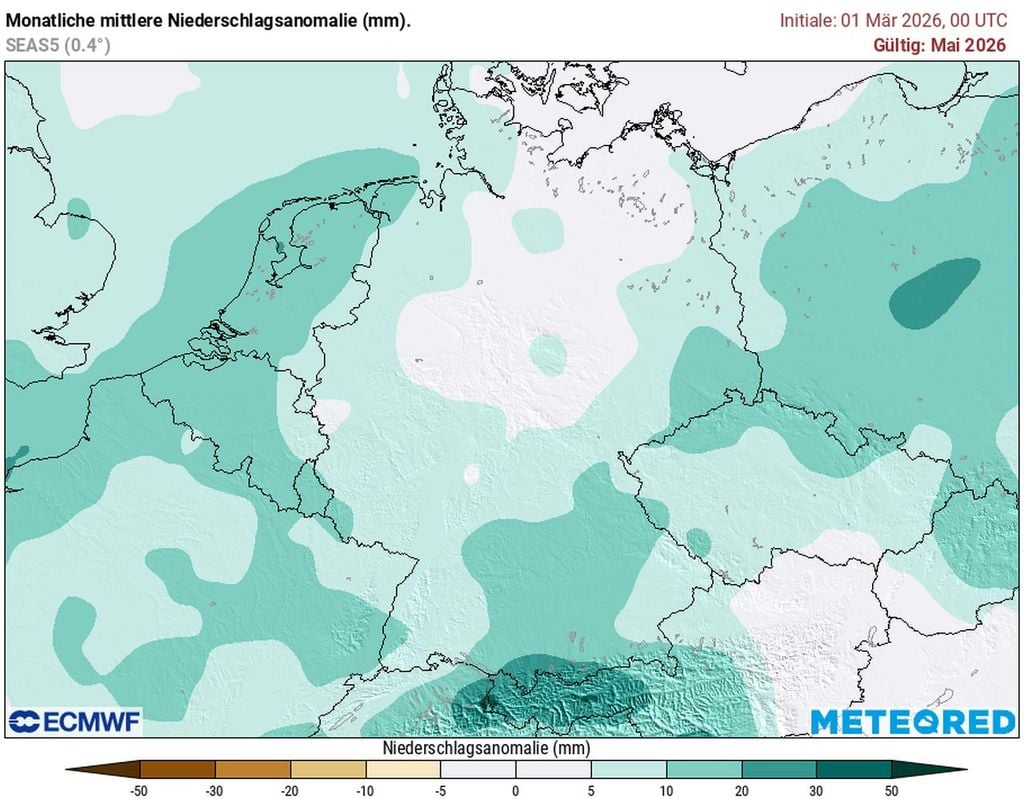Der Mai 2026 könnte in Deutschland mehr Niederschlag als üblich bringen. Zahlreiche Gewitter und Unwetter sind nach dem aktuellen Monatstrend möglich.