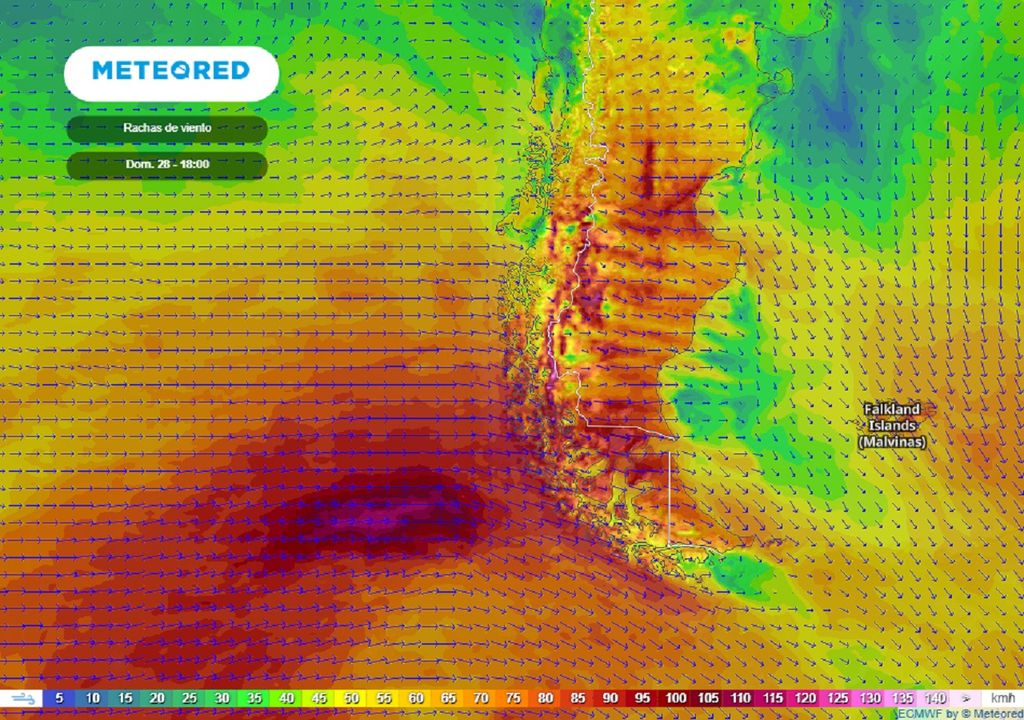 viento máximo previsto; Modelo ECMWF
