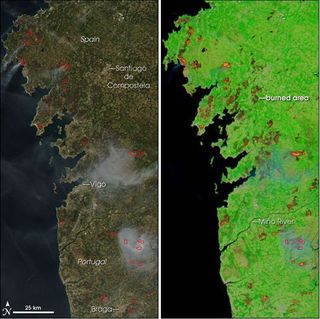Fuegos en España y Portugal