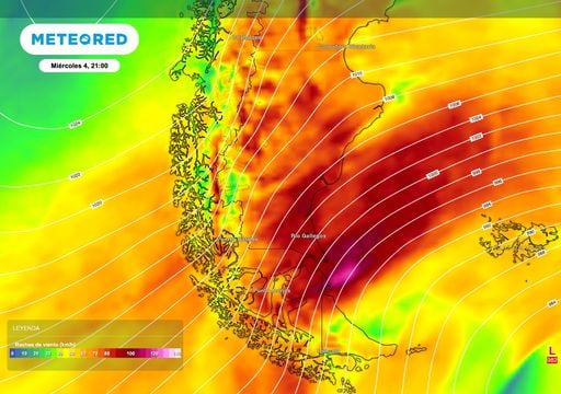 Fuerte temporal de 100 km/h en el sur de la Patagonia, antes de un cambio rotundo hacia mayor estabilidad