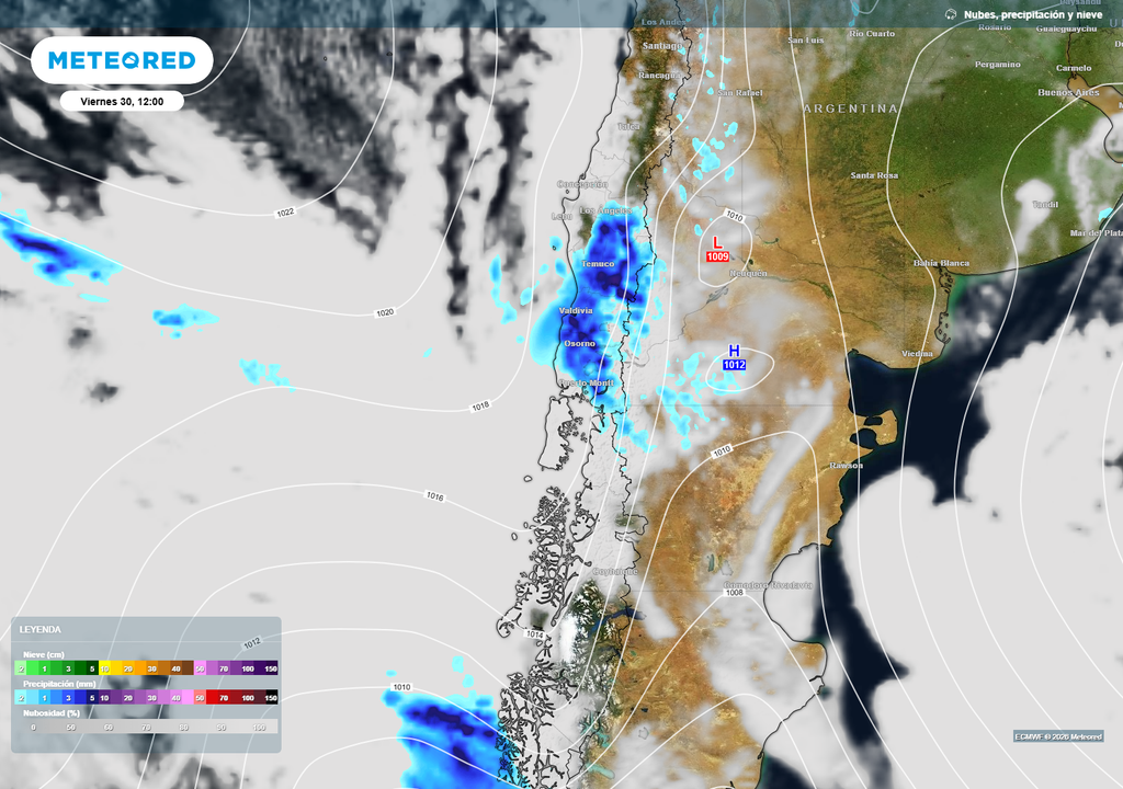 precipitaciones previstas La baja segregada, prevista para el día viernes 30 de enero, cruzará entre las regiones del Biobío y de Los Lagos.
