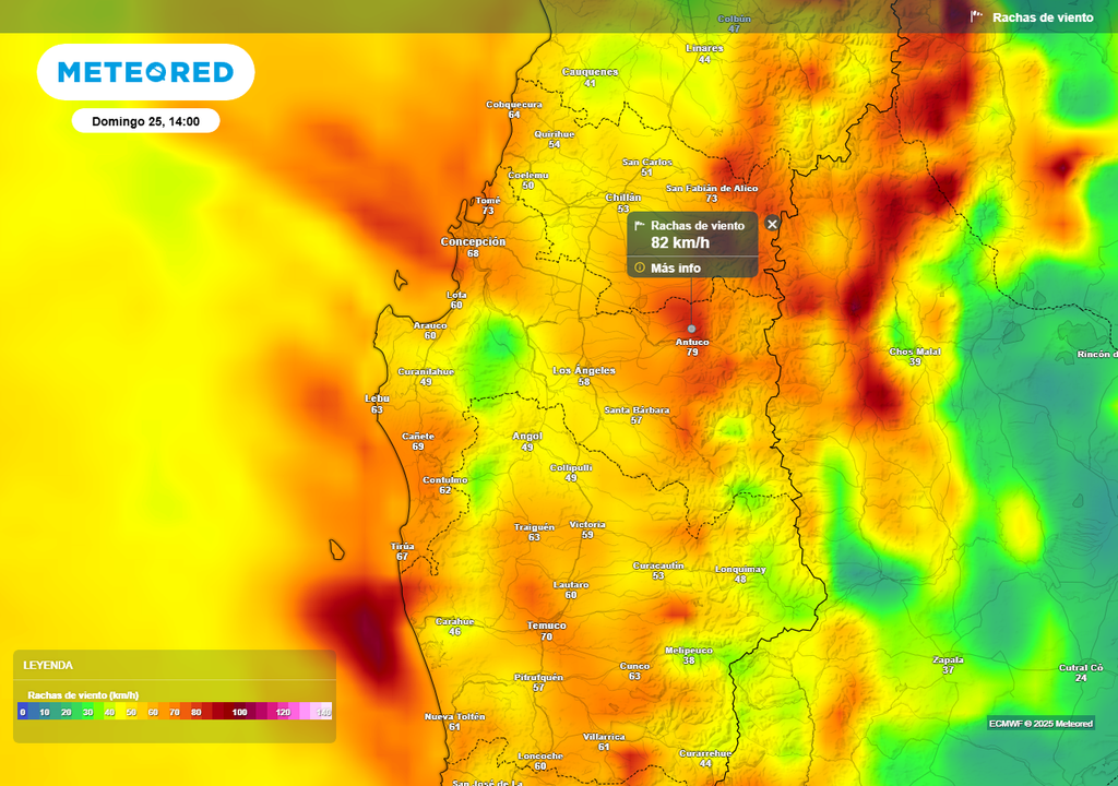 Lluvias en la Región de Biobío, Meteored Chile