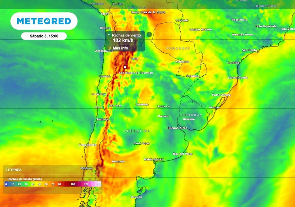 El oeste del país estará muy ventoso el fin de semana. Ráfagas de +100 km/h en la cordillera, y Zonda en Cuyo y NOA, una situación que merece múltiples alertas del SMN.