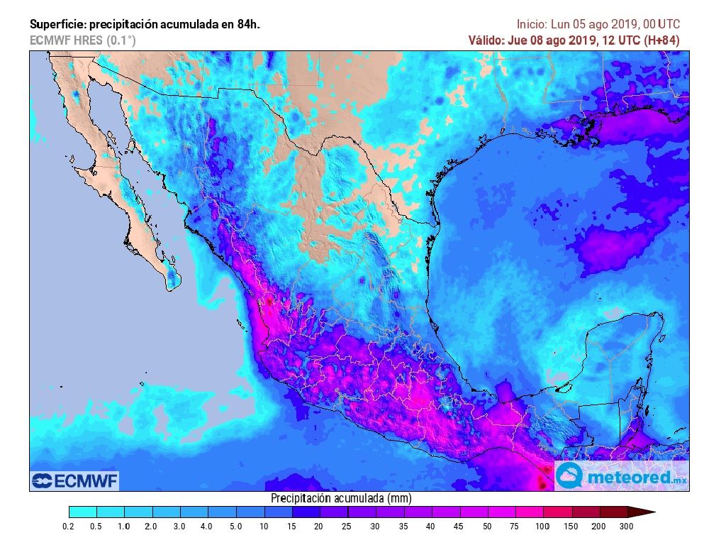 Modelo ECMWF. Precipitaciones acumuladas próximas 72 horas Modelo ECMWF. Precipitaciones acumuladas próximas 72 horas