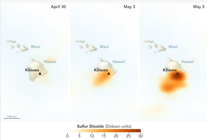 Fugas De Dióxido De Azufre Del Volcán Kilauea, Hawai