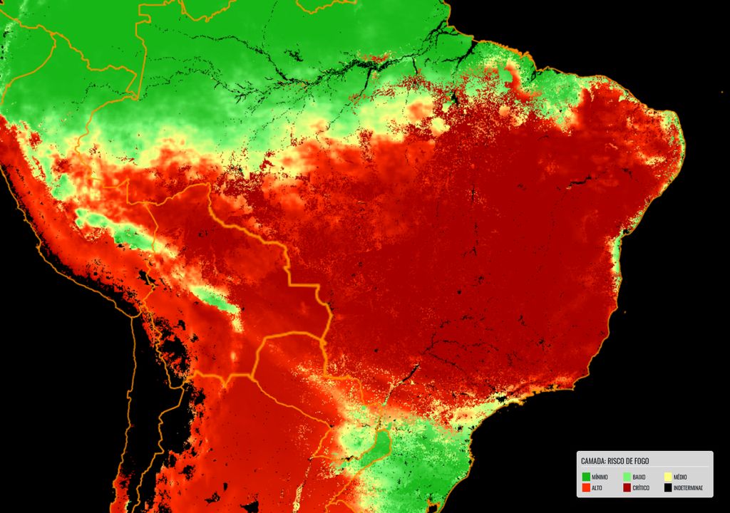 Mapa de risco médio de incêndio no mês de Julho. Mapa de risco médio de incêndio no mês de Julho.