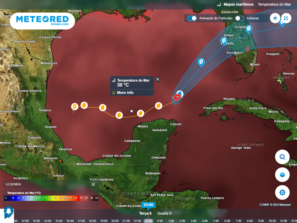 observação, TSM, furacão Milton
