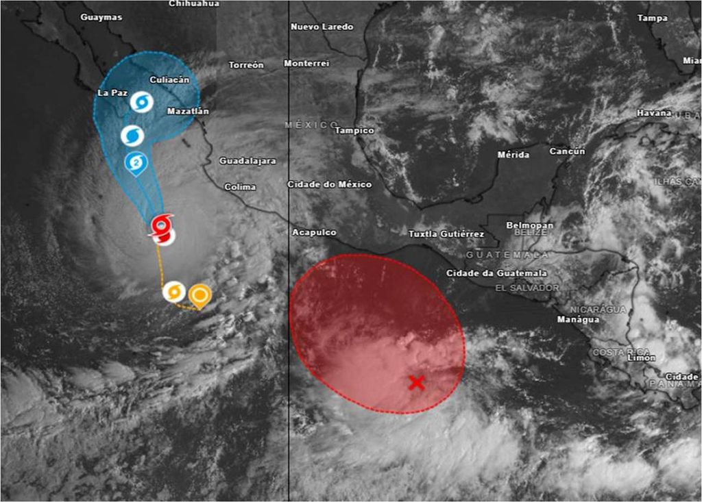 previsão trajetória furacão Norma