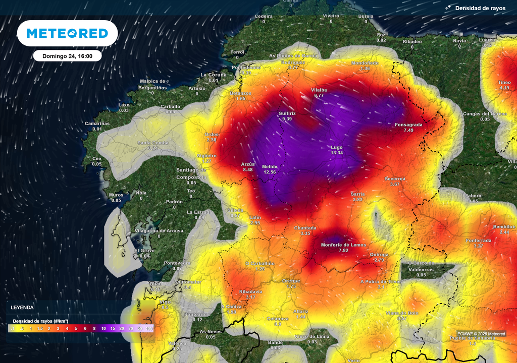 Las tormentas irán acompañadas de abundante aparato eléctrico.
