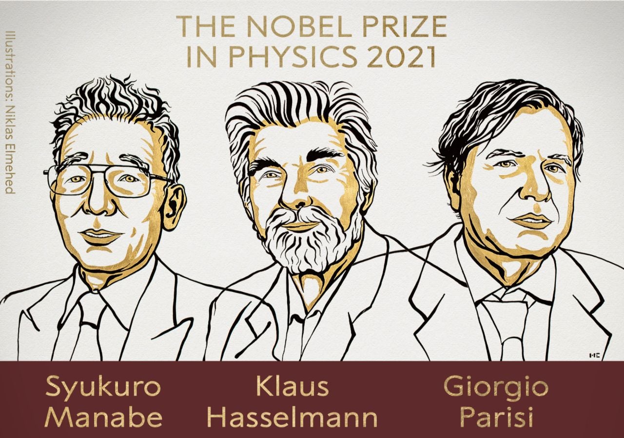 Ganadores del Premio Nobel de Física 2021. Imágen: @NobelPrize
