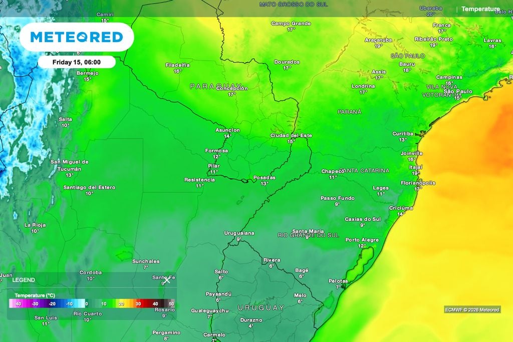 frio, frio no sul, RS, rio grande do sul Temperatura prevista para sexta-feira (15) indica alívio gradual do frio no Sul, mas ainda com amanhecer frio em áreas produtoras do RS, SC e PR.