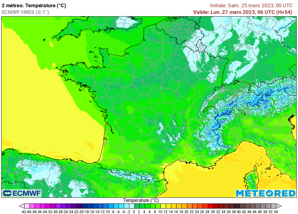 Des températures minimales comprises entre -2°C et 0°C sont attendues lundi matin sur un quart Nord-Est de la France. Des températures minimales comprises entre -2°C et 0°C sont attendues lundi matin sur un quart Nord-Est de la France.