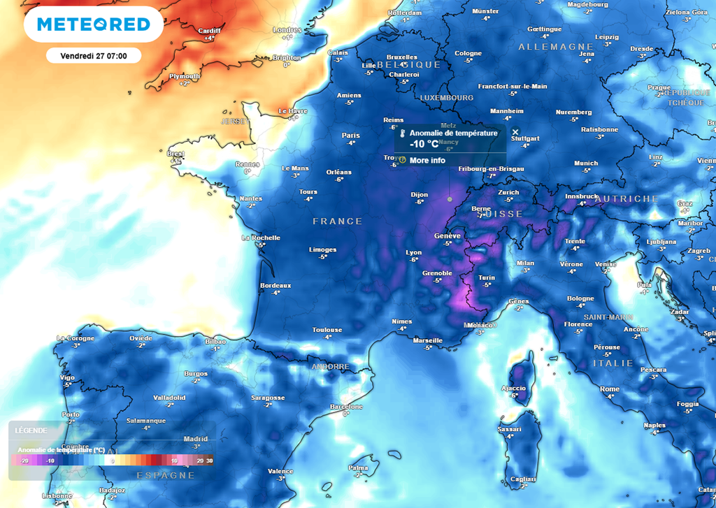 En fin de semaine, les valeurs se situeront jusqu'à 10°C en dessous des normales de saison.