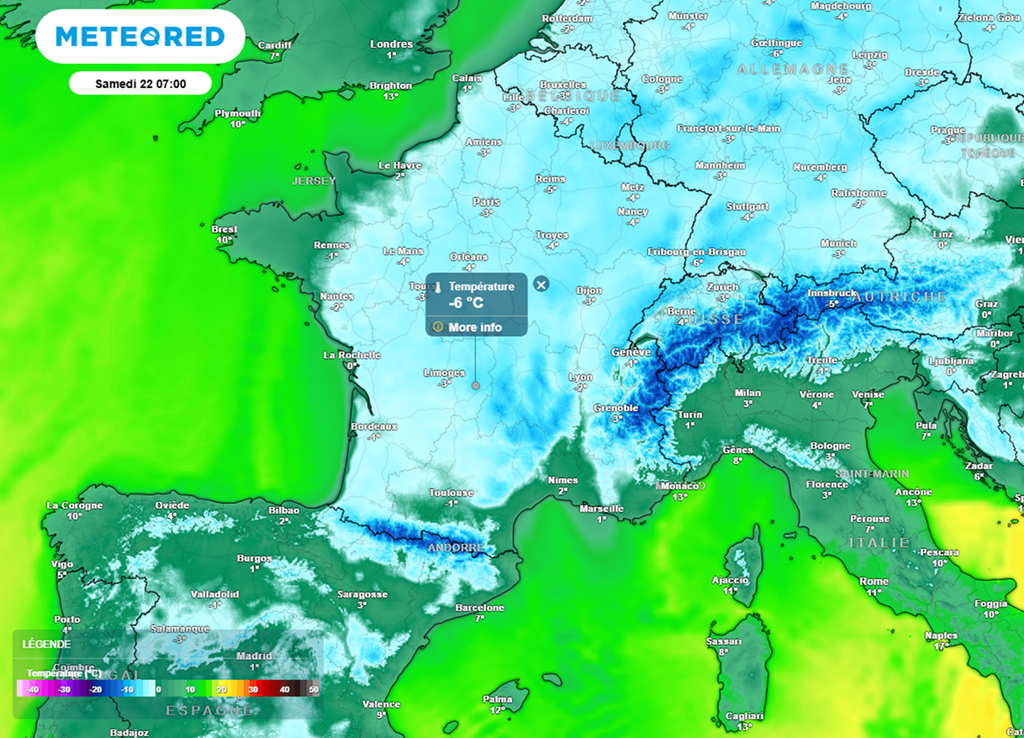 En fin de semaine, les minimales seront parfois inférieures à -5°C en plaine. En fin de semaine, les minimales seront parfois inférieures à -5°C en plaine.