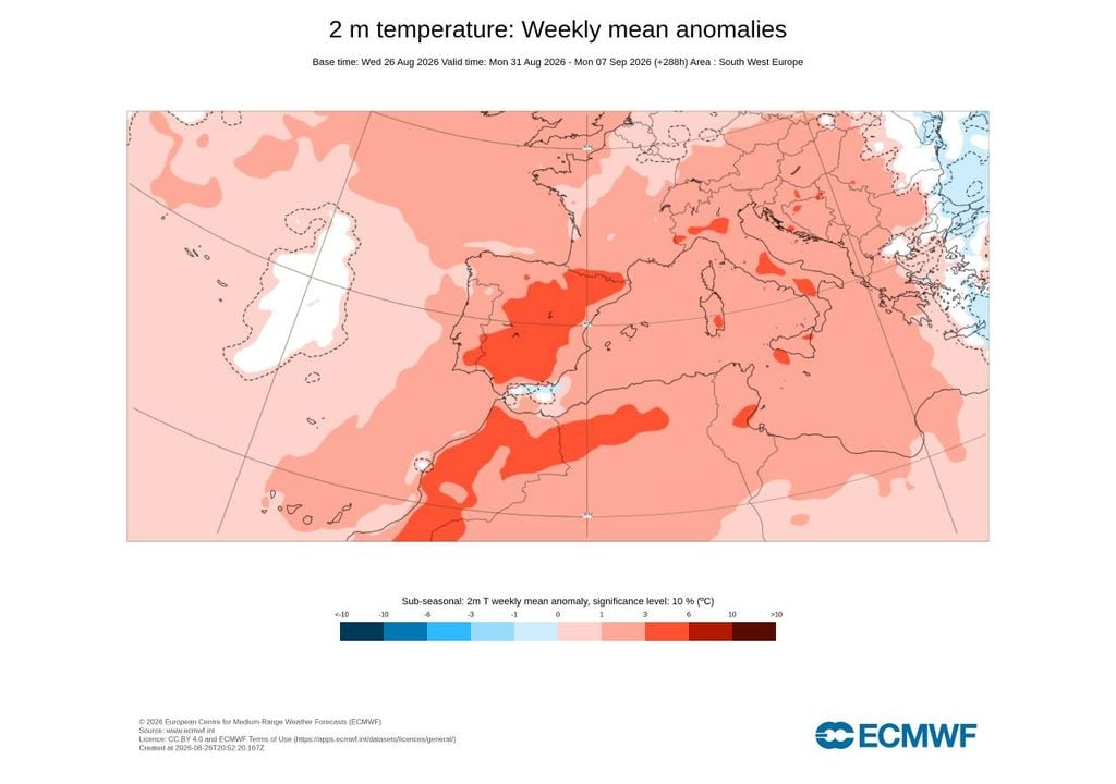 Setembro poderá arrancar com anomalias positivas de temperatura muito significativas no interior alentejano.