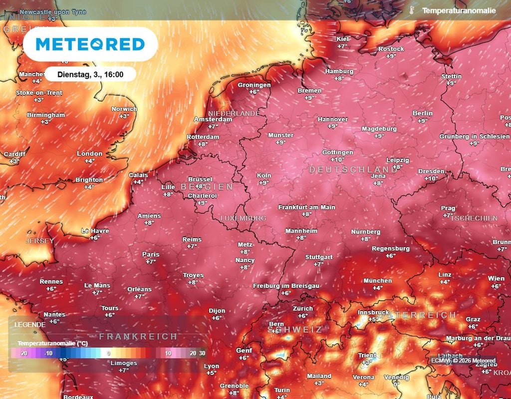 Deutschland ist und bleibt deutlich zu warm! Die gesamte erste Märzwoche ist deutlich "zu warm", sehr sonnig und viel zu trocken