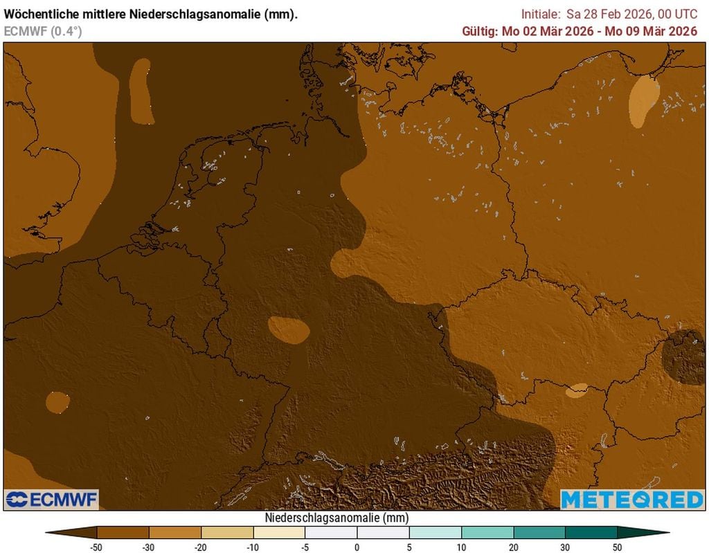 Die erste Märzwoche soll extrem zu trocken ausfallen. Das sagen die neusten ECMWF-Prognosen.