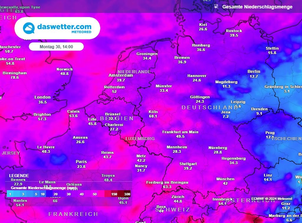 regen, überschwemmungen, ecmwf