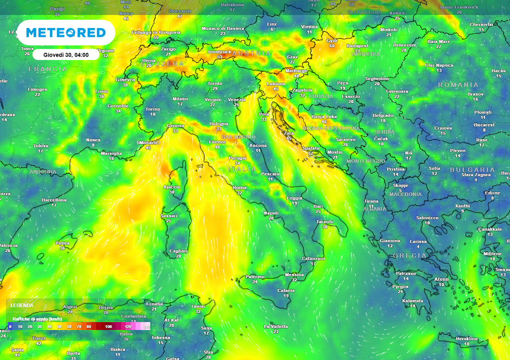 Raffiche di Vento dal Libeccio allo Scirocco