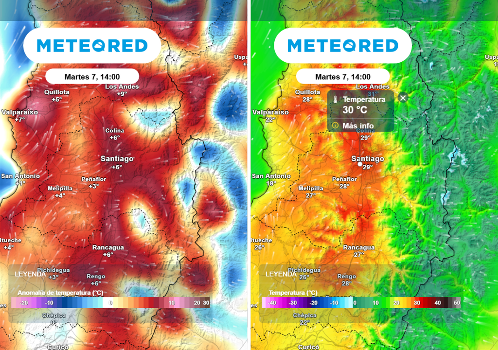 Las temperaturas subirán otra vez en Santiago: se moverán cercanas a los 30 °C en la capital.