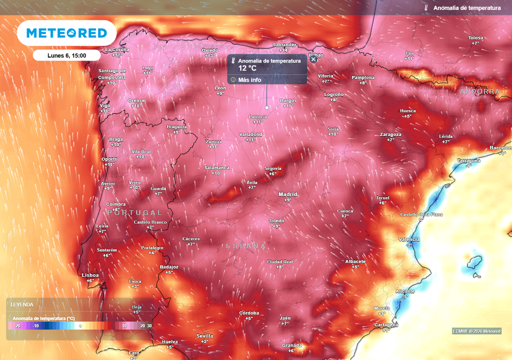 Calor Lunes de Pascua Este sábado el calor empezará a extenderse por gran parte de la Península, produciéndose anomalías cálidas superiores a los +10 ºC en el norte peninsular.