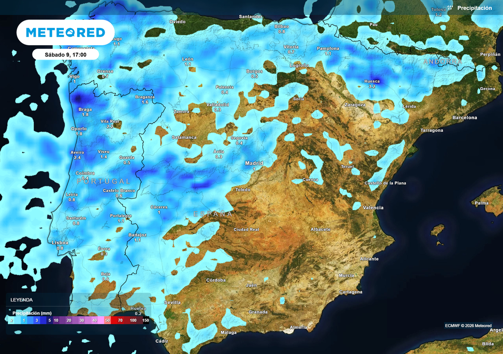 Las precipitaciones se extenderán por buena parte del oeste y del norte peninsular.