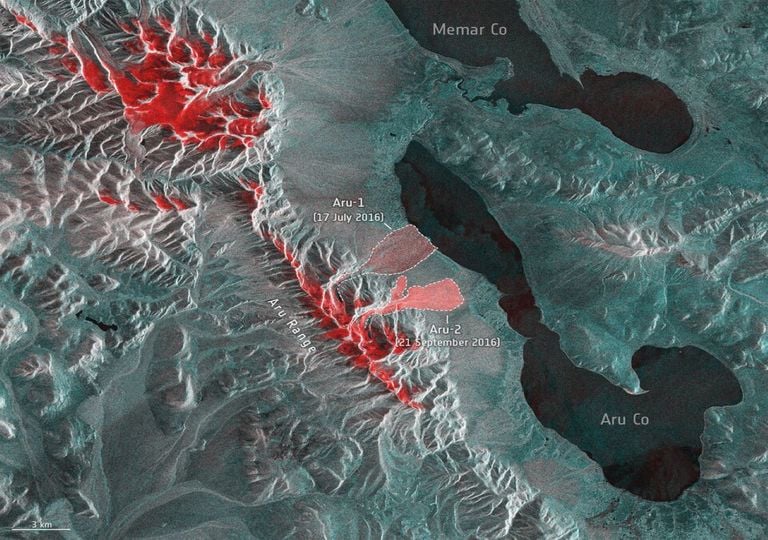 glacial avalanches in the Aru mountain range of Tibet